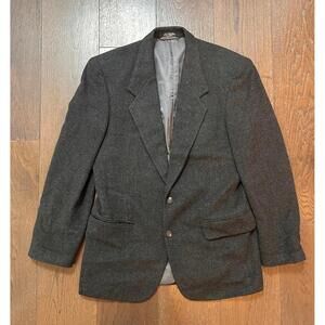 Vintage Dario Di Napoli 100% Camel Hair Charcoal Grey Sport Coat Size Large